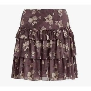 Lauren Ralph Lauren Womens Purple Georgette Ruffled Tiered Skirt Size 14P*